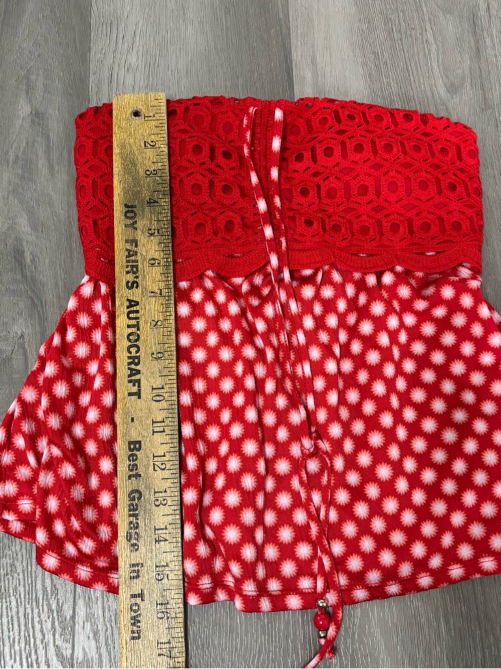 Festival Halter Top Boho Lace Crop Tank Beachy Flowy Blouse Red Women’s Size M - Picture 8 of 8